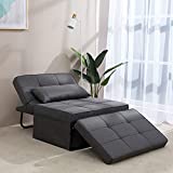 Mdeam Sleeper Chair Sofa Bed 4 in 1 Multi-Function Folding Ottoman Bed with Adjustable Backrest for Small Apartment/Living Room,No Installation(Dark Gray)