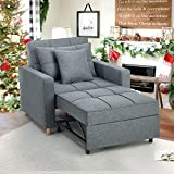YODOLLA 3-in-1 Sofa Bed Chair, Single Sleeper Chair Bed with Adjust Backrest Into a Sofa,Lounger Chair,Single Bed,Convertible Chair Bed for Adults, Dark Grey