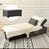 Zenosyne Sleeper Chair 4 in 1 Multi-Function Convertible Chair Bed Adjustable Guest Bed Ottoman Bed with Linen Fabric Folding Futon Chair Lumbar Pillow for Living Room Bedroom（Grey）