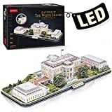 CubicFun 3d Puzzles for Adults LED Rotatable White House with Detailed Interior Model Kit, Lighting 3d Puzzle US Architecture Building Family Puzzle Desk Decor Birthday Gifts for Women Men, 151 Pieces