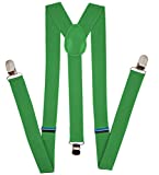 Navisima Suspenders for Kids - Adjustable Suspenders for Girls, Toddler, Baby - Elastic Y-Back Design with Strong Metal Clips, Green (1 Pack)