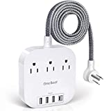 Power Strip with USB C, 3 Outlets 4 USB Ports (22.5W/4.5A) Desktop Charging Station, Flat Plug, 5ft Braided Extension Cord, Non Surge Protector for Travel, Cruise Ship, ETL Listed