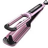 Wavytalk Beach Waves Curling Iron 3 Barrel Deep Hair Waver Ceramic Waving Wand Beachy Crimper Hair Iron Adjustable Heat 300℉ - 420 ℉ Dual Voltage Pink