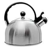 2.5 Liter Whistling Tea Kettle - Modern Stainless Steel Whistling Tea Pot for Stovetop with Cool Grip Ergonomic Handle (Stainless Steel)