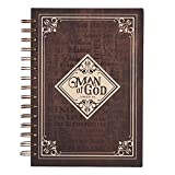 Christian Art Gifts Large Hardcover Notebook/Journal | Man of God – 1 Timothy 6:11 Bible Verse | Names of God Brown Inspirational Wire Bound Spiral Notebook w/192 Lined Pages, 6” x 8.25”