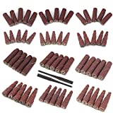 62Pcs Mini Sanding Cone Engine Porting Assortment Kit Cone Cylinder Shaped Abrasive Sanding Set Sleeve Sandpaper Roll with 1/4inch Shank