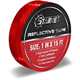 STARREY Reflective Tape 1 inch Wide 15 FT Long DOT-C2 High Intensity Red - 1 inch Trailer Reflector Safety Conspicuity Tape for Vehicles Trucks Bikes Cargos Helmets