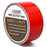 2" x 30 Feet Reflective Safety Tape Red Hazard Caution Adhesive, Reflector Tape Red for Trailers Cars