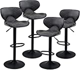 PHI VILLA Swivel Bar Stools Set of 4 Counter Height,Adjustable Bar Stools with Back for Kitchen Island/Counter and Dining Room,Max Load Bearing up to 350 lbs Capacity,4 Pack,Grey