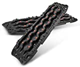 FIERYRED Traction Boards - 2 Pcs Traction Mat Recovery for Sand Mud Snow Track Tire Ladder 4X4 - Traction Tracks, Size: 45.3 inch (L) x 13 inch (W) X 2.6 inch (H), Black