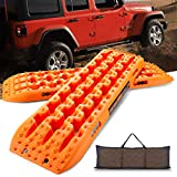 LEADRACKS Traction Boards for Off-Road Truck, Cars, Sand, Snow, Mud, 4X4 Recovery Traction Mats for Tire Traction Track Tool & Vehicle Extraction with Safety Reflective Stickers and Bag,2 Pcs, Orange