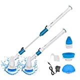 FRUITEAM Electric Spin Scrubber, Cordless Bathroom Scrubber, Super Power Floor Scrubber Surface Cleaner with 3 Replaceable Brush Heads and 1 Extension Arm for Tub, Kitchen, Tile, Blue