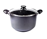 Uniware Non-Stick Aluminum Stock Pot With Glass Lid,Black (30 QT)