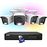 ANNKE 8CH 2MP Full Color Night Vision Security Camera System, 5MP Lite AI Surveillance System and 4 x CCTV Cameras for Indoor Outdoor Use, Smart Human Vehicle Detection, Remote Access, 1TB Hard Drive