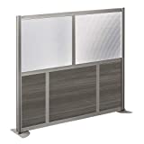 at Work 60"W x 52"H Room Divider Gray Laminate/Plexiglass Inserts/Brushed Nickel Finish/Aluminum and Steel Frame