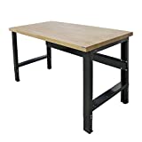 Borroughs Adjustable Height Workbench with Solid Hardwood Top, 30 in x 60 in, Commercial Grade, 16 Gauge Steel