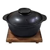 Premium Ceramic Black Casserole Clay Pot with Lid,For Cooking Hot Pot Dolsot Bibimbap and Soup