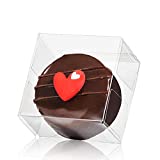RomanticBaking 50pcs Clear Single Chocolate Covered Ore Cookies Macaron Box for Wedding Favors Baby Shower 2.17"2.17"1.38" Inch Party Favor Box for Candy Chocolate Donut