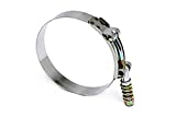 HPS SLTC-425 Spring Loaded Stainless Steel T-Bolt Clamp SAE 108 for 4" ID Hose, Effective Size 4.25" - 4.5", Polish, 1 Piece