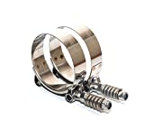 LTI 2 Pack 2.16"-2.48" Spring Loaded T Bolt Clamp Constant Tension Full 304 Stainless Steel for 2" ID Hose (55mm-63mm)