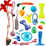 Pacific Pups Products Eighteen-Piece Dog Toy Set of Rope Plush Squeaky and Dental Cleaning Multi One Size