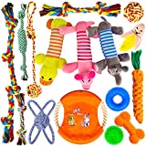 Dog Chew Toy for Puppies Teething, VVTUOFLY 16 Pack Durable Puppy Chew Toys - Interactive Dog Rope Toys, Tough Dog Squeaky Toys, Adorable Dog Plush Toys for Puppies and Small Breed