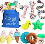 SenYoung Dog Toys,12 Pack Dog Squeaky Rope Chew Toy Sets, Interactive Cute and Stuffed Plush Squeaker Toys, Tough Puppy Teething Cotton Tug Soft Toys, Puppy Toys Small, for Small / Medium Dog Toys