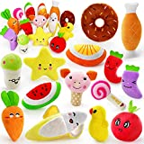 14 Pack Dog Squeaky Toys Cute Stuffed Plush Fruits Snacks and Vegetables Dog Toys for Puppy Small Medium Dog Pets