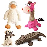 MOONORN Squeaky Dog Toys Set, 3 Packs Durable Dog Plush Toy Chew Toys - Various Animals Shapes Training Toy for Puppy Small Medium Large Dogs (Duck, Horse and Crocodile)