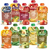 Happy Baby Organics Stage 2 Baby Food Pouches, Gluten Free, Vegan & Healthy Snack, Clearly Crafted Fruit & Veggie Puree, Fruit & Veggie Variety Pack, 4 Ounces (Pack of 10)