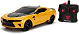 Jada Toys Transformers The Last Knight Bumblebee 2016 Chevy Camaro RC Car, 1:16 Scale Remote Control Vehicle, Yellow & Black (30332)