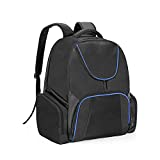 CURMIO Gaming Console Backpack Compatible with PS5, PS4 and PS4 Pro, Travel Carrying Case with Pockets for Controller, Headset and Game Accessories, Blue Stripe (Bag Only, Patent Design)