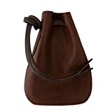 Leather Drawstring Pouch, Coin Bag, Medicine Tobacco Pouch Medieval Reenactment Made in U.S.A. by Nabob Leather (Brown, Medium)