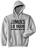 Zombies Eat Brains So Youre Safe Hoodie Funny Costume Halloween Sweatshirt (Light Heather Grey) - XL