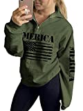 Womens USA Olympic Apparel Hoodie, Loose Casual Sweatshirt with American Flag, 1/4 Zip Pullover Merica Flag Shirt for Women (G-Mericang, M)