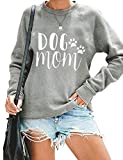 Women Dog Mom Sweatshirt Dog Mama Pullover Cute Dog Paw Graphic Tee Funny Letter Print Long Sleeve Shirt