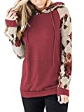 TEMOFON Womens Floral Hoodies Long Sleeve Drawstring Casual Sweatshirts Pullover Tops with Pockets Red XL