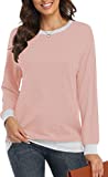 Sillace Long Sleeve Tunic Tops for Women Color Block Pullover Sweatshirts for Women (Pink L)