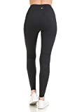 YL77AL28-BLACK-M High Waisted Athletic Side & Inner Pockets Yoga Leggings Pants-Black, Medium