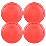 Pyrex 7402-PC Red Round Storage Replacement Lid Cover fits 6 & 7 Cup 7" Dia. Round (4-Pack)