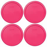 Pyrex 7402-PC 7 Cup Fuchsia Pink Round Plastic Lid (4, Fuchsia Pink)