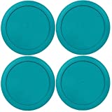 Klareware 7 Cup Turquoise Round Plastic Food Storage Replacement Lids Covers for Klareware Anchor Hocking and Pyrex Glass Bowls (Container not Included) (4 Pack)