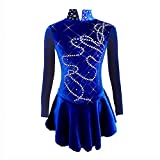 LIUHUO Figure Skating Dress Girls Blue Performance Wear Handmade Skating Skirts Children Skating Dance Costumes(Blue,Kids 5-8)