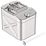 INCLAKE Stainless Steel Gas Can, Tight Sealed Thickened Fuel Can, Emergency Backup Metal Gasoline Diesel Can with 3 Handles, Flexible Spout & Vent Kit for Cars, Trucks and Boat (20L/ 5Gallon)