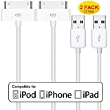 iPhone 4 4s Charger Cable iPad Charger, 2Pack 5 Feet Certified 30-Pin Charging Cable Compatible for iPad 1/2/3, iPhone 4/4S, iPhone 3G/3GS, iPod Nano 5th/6th and iPod Touch 3rd/4th gen