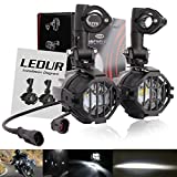 LEDUR Motorcycle Auxiliary Lights LED Spot Driving R1200GS Fog Lights Turn Signal DRL Compatible with R1200GS F800GS K1600 KTM Fits Universal Motorcycle 40W 6000K Spot Driving Fog Lamps