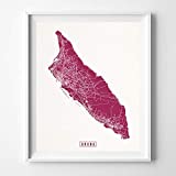 Aruba Caribbean Island City Street Map Wall Art Home Decor Poster Urban City Hometown Road Print - 70 Color Choices - Unframed