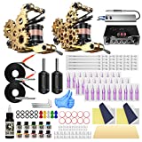 Tattoo Kit, Tattoo Gun Kit Tattoo Machine Kit professional for Beginners with 2 Coil Tattoo Guns Tattoo Power Supply Foot Pedal Tattoo Inks Tattoo Needles Tattoo Grips Tubes TK104