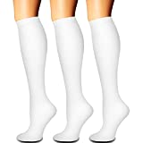 Compression Socks for Women and Men(1/3 Pairs)-Best for Running,Nursing,Circulation,Recovery & Travel (White - 3 Pairs, Small/Medium)