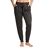 Danskin Women’s Jogger Lounge Sleep Pajama Pants, Super Soft, Machine-Washable, Patch Front Pockets (Charcoal Heather, Large)